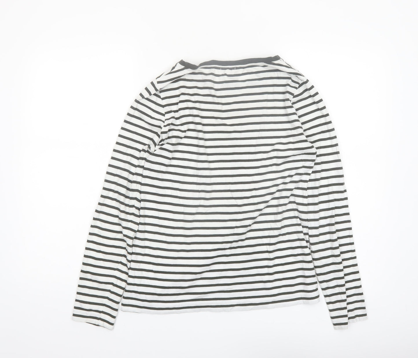 Jigsaw Womens Black White Striped Long Sleeve Cotton T-Shirt M