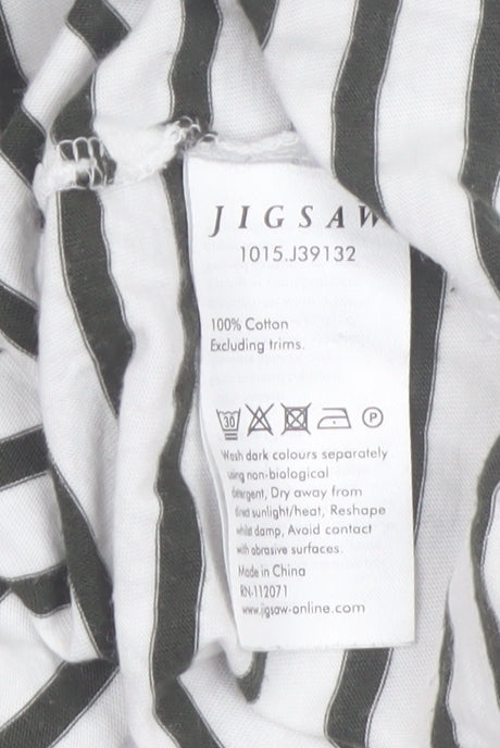 Jigsaw Womens Black White Striped Long Sleeve Cotton T-Shirt M
