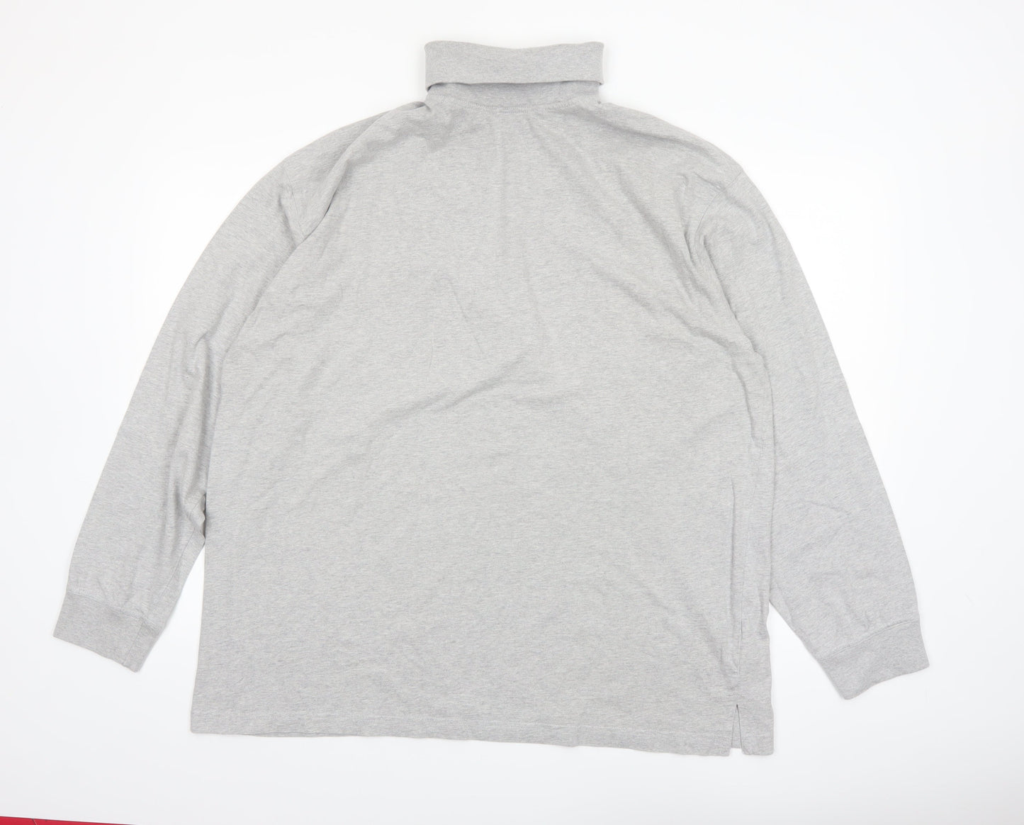 Glenmuir Men's Grey XL Long Sleeve Roll Neck Cotton T-Shirt