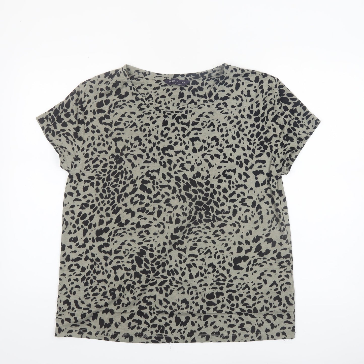 Marks and Spencer Women's Green Animal Print Jersey T-Shirt Size 12