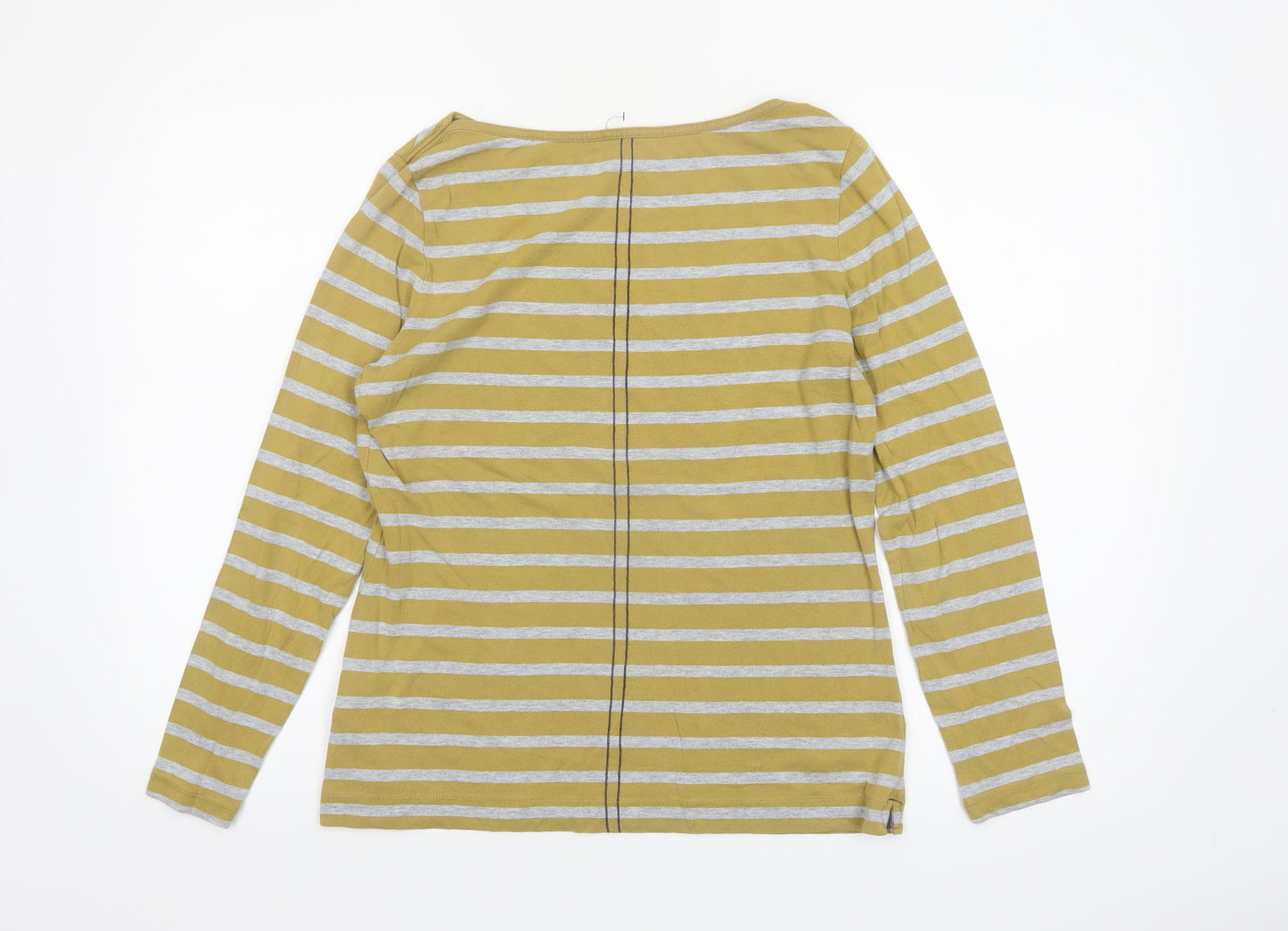 White Stuff Women’s Yellow Striped Long Sleeve Cotton Modal Top Size 14