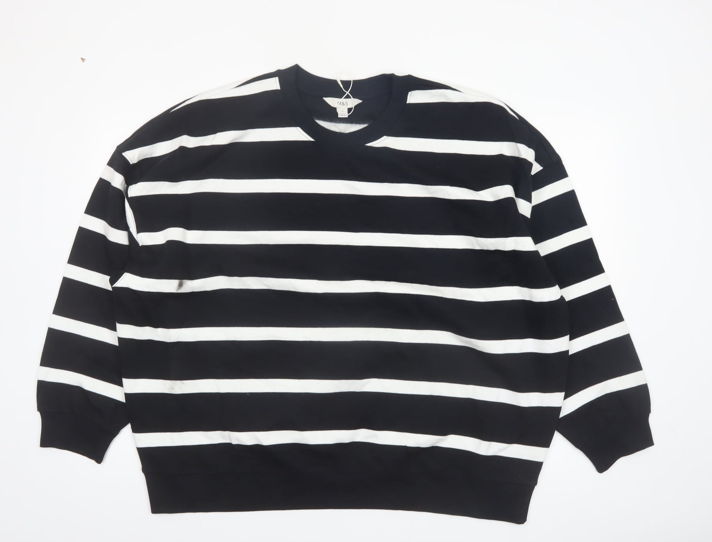 Marks and Spencer Women Black White Stripe Pullover Sweatshirt XL