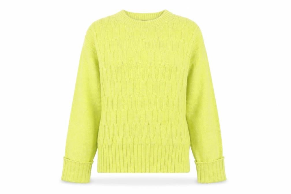 Marks & Spencer Womens Yellow Cable Knit Jumper Size S