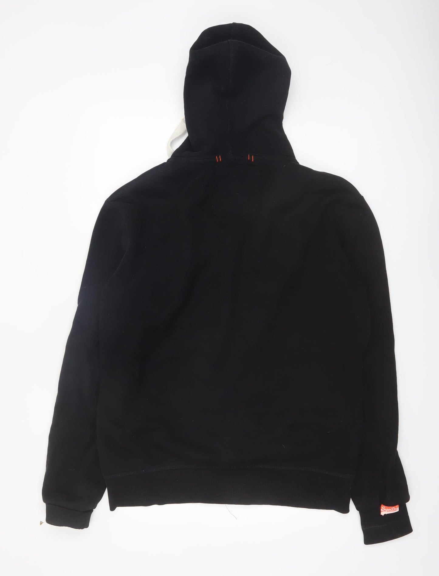 Superdry Men's Black Full Zip Hoodie Size L Orange Label Classic Style