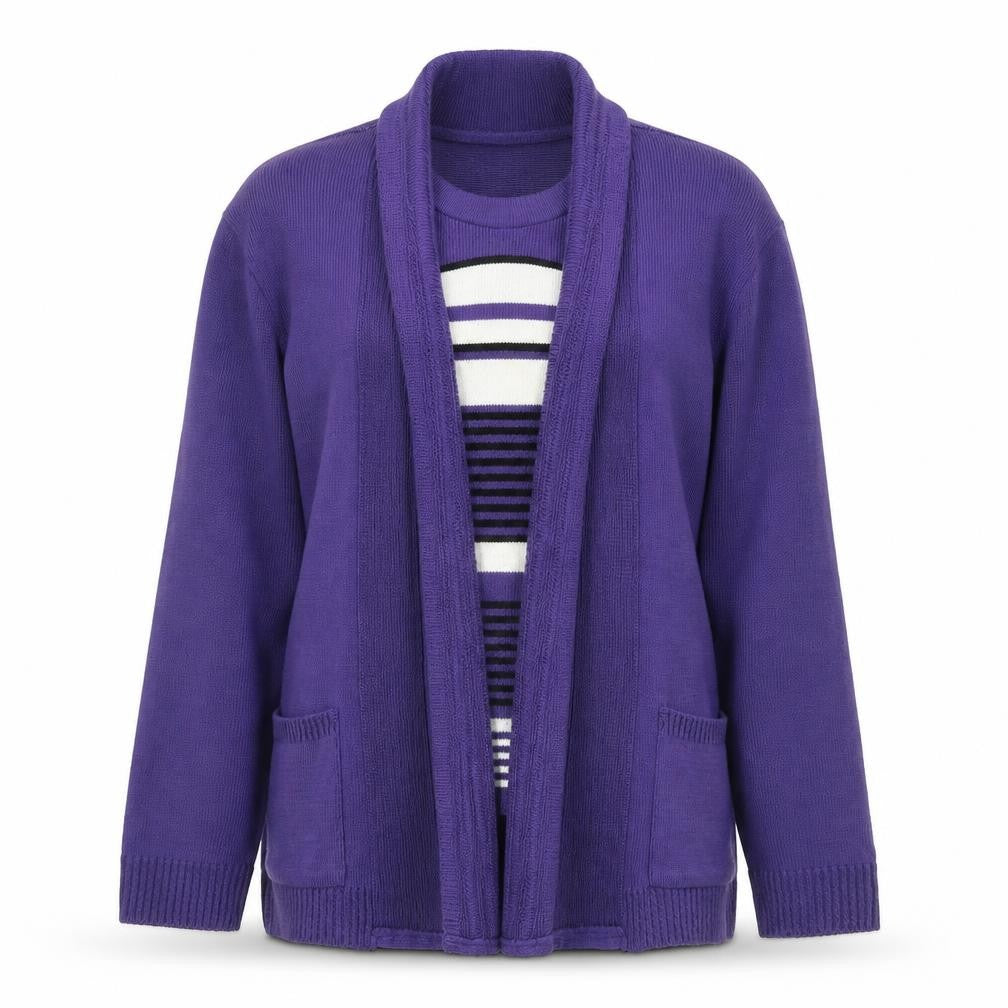 Pure & Natural Womens Purple Acrylic Cardigan M/L Long Sleeve Knit