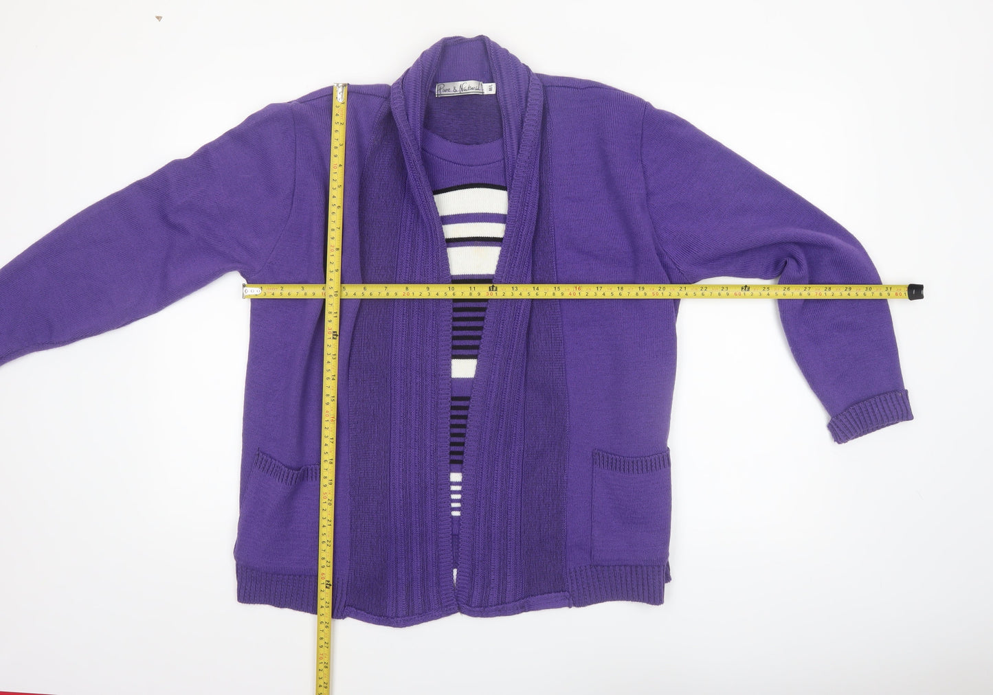 Pure & Natural Womens Purple Acrylic Cardigan M/L Long Sleeve Knit