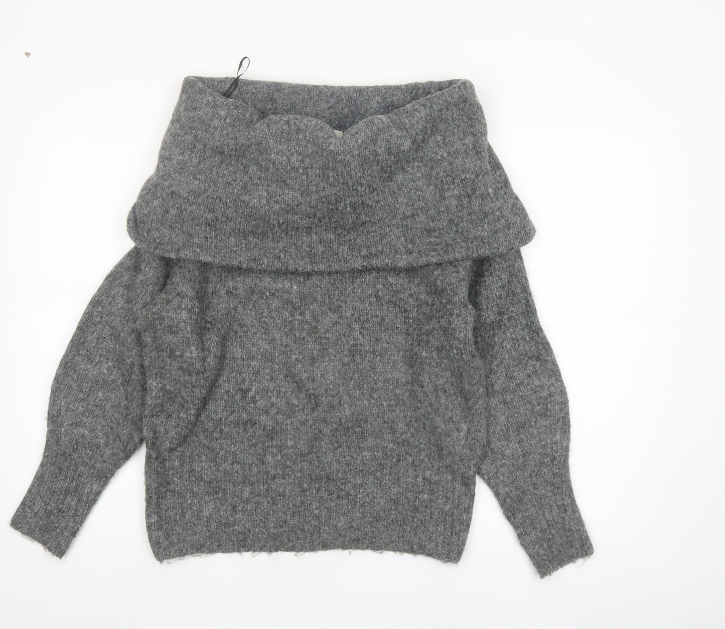 H&M Women's Grey Cowl Neck Long Sleeve Pullover Jumper Size S