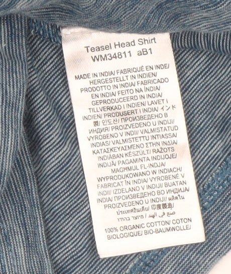 Seasalt Cornwall Womens Blue Organic Cotton Button-Up Shirt UK 14