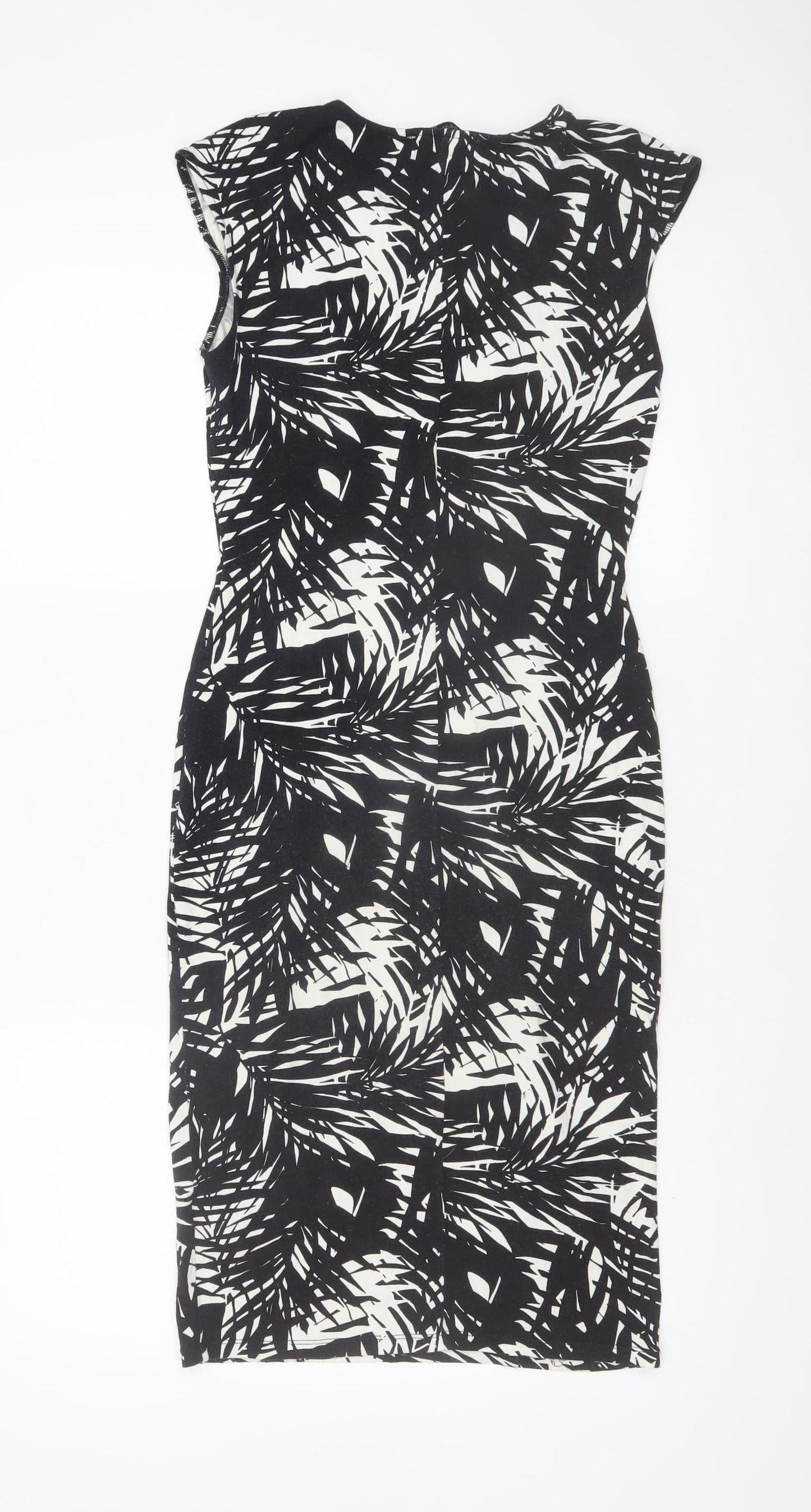 Oasis Women’s Black White Floral Bodycon Dress XS
