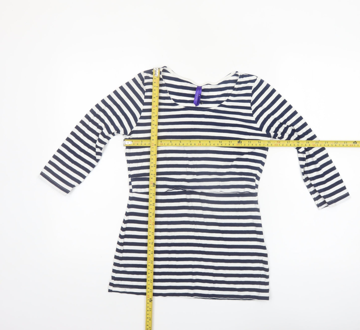 Seraphine Women Blue Striped 3/4 Sleeve Maternity Tunic Top S