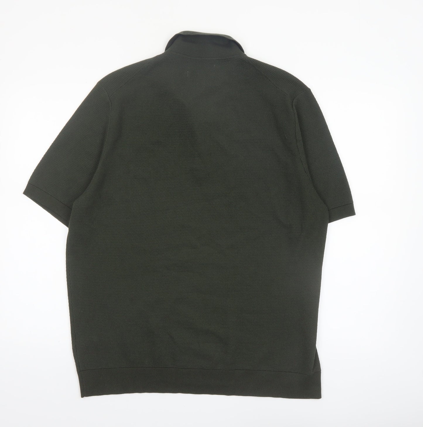 Marks and Spencer Men's Dark Green Cotton Polo Shirt XL