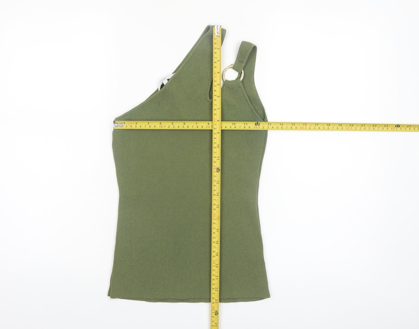 Next Women's Green One Shoulder Tank Top S Slim Fit