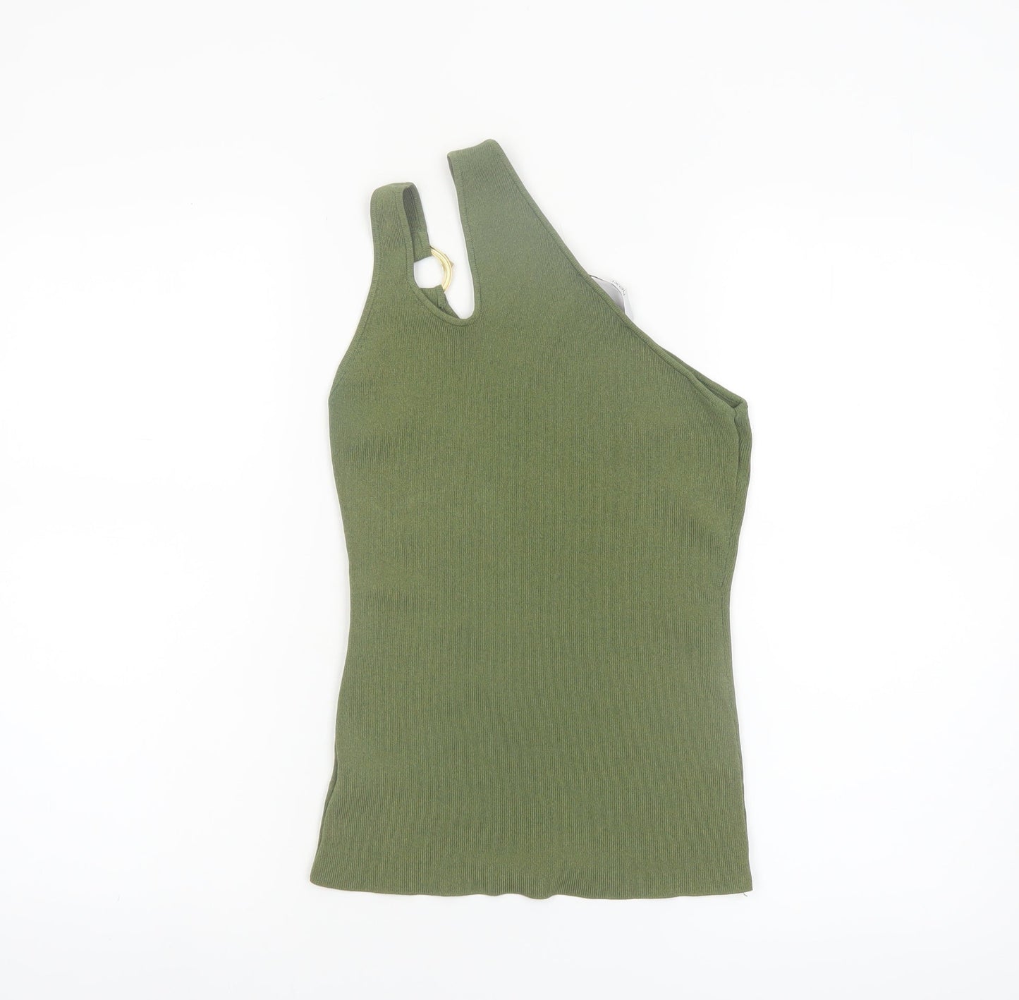 Next Women's Green One Shoulder Tank Top S Slim Fit