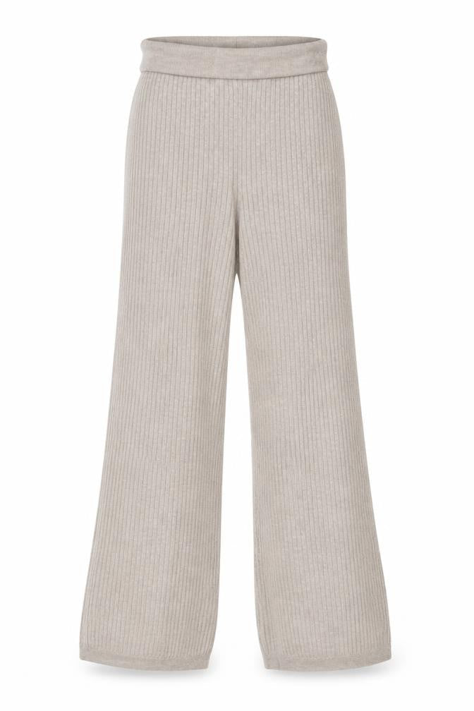 H&M Women Beige Knit Wide-Leg Lounge Trousers Size M