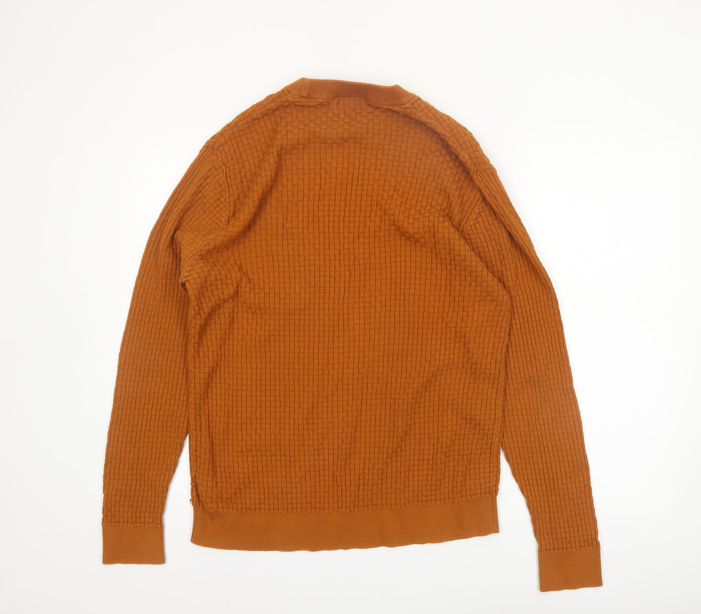 Next Men's Brown Cotton Waffle Knit Crew Neck Jumper L