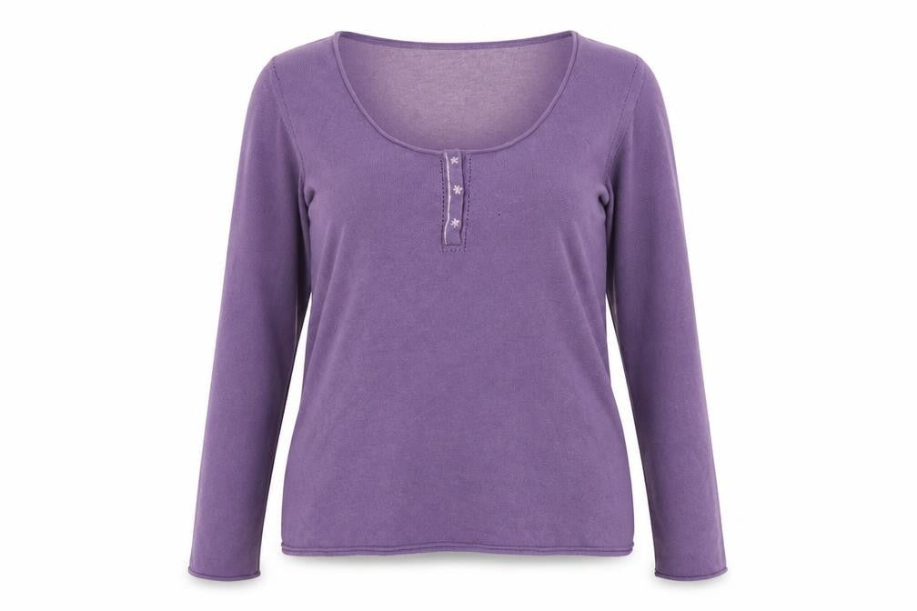 White Stuff Women's Purple Henley Jumper Size 14 Cotton Angora