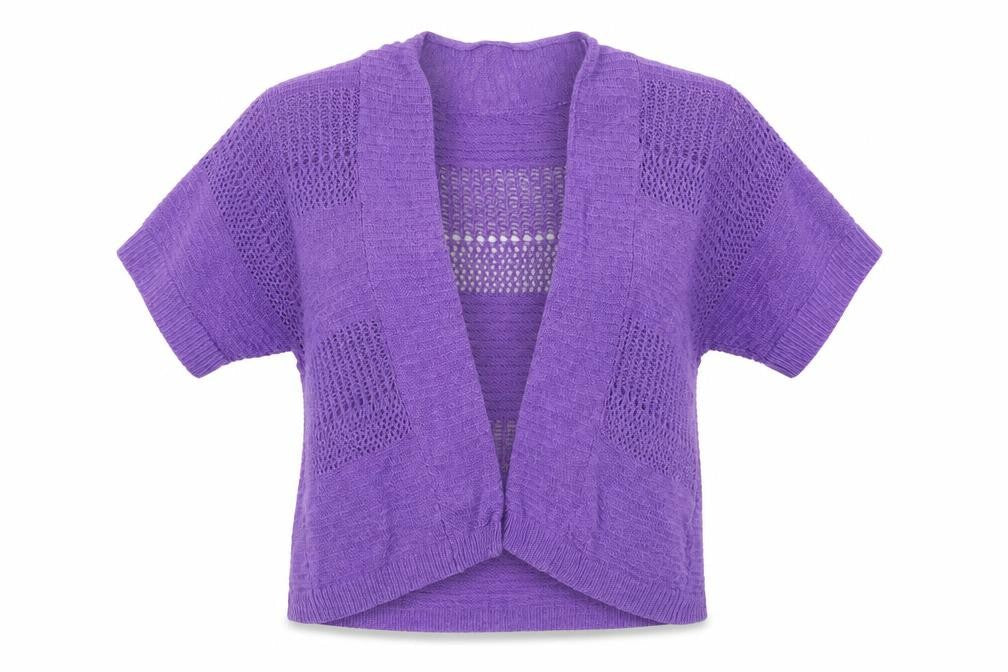 Marks & Spencer Women Purple Open Knit Short Sleeve Cardigan UK 10