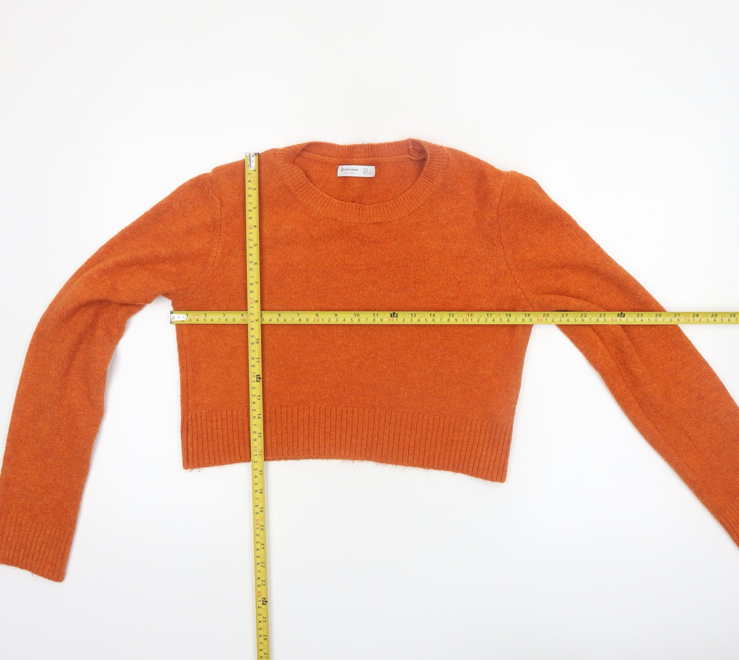 Stradivarius Womens Orange Crew Neck Knit Pullover Jumper Size 14