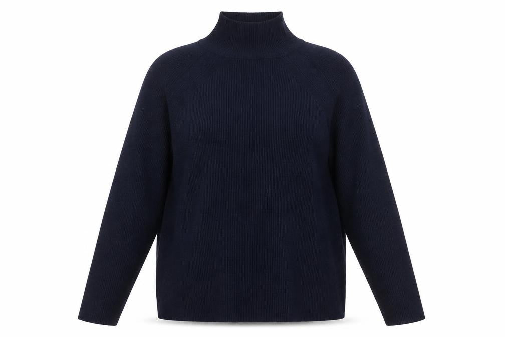 Marks & Spencer Womens Blue Size 14 Mock Neck Knit Jumper
