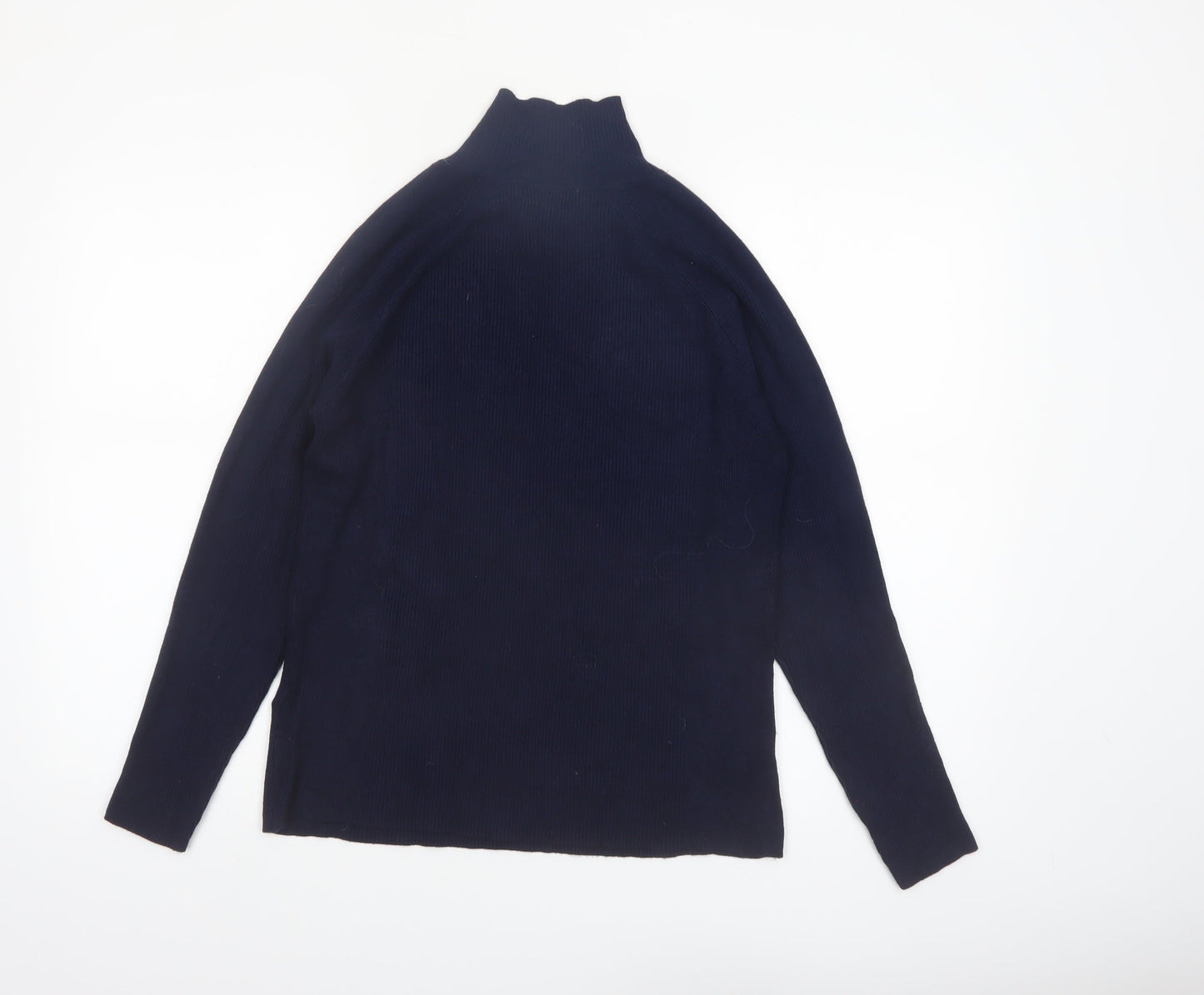Marks and Spencer Womens Blue Size 14 Mock Neck Knit Jumper