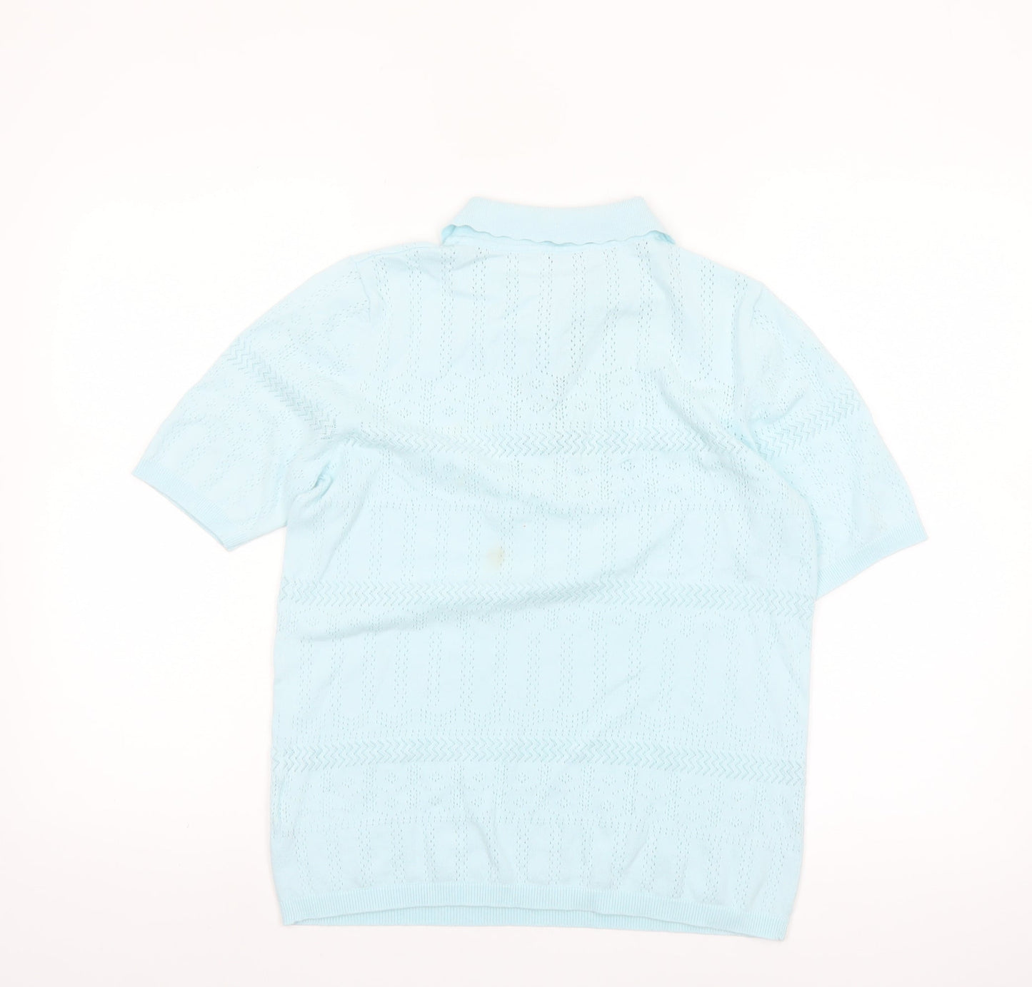 Damart Women Blue Short Sleeve Collared Knit Polo Shirt Size S