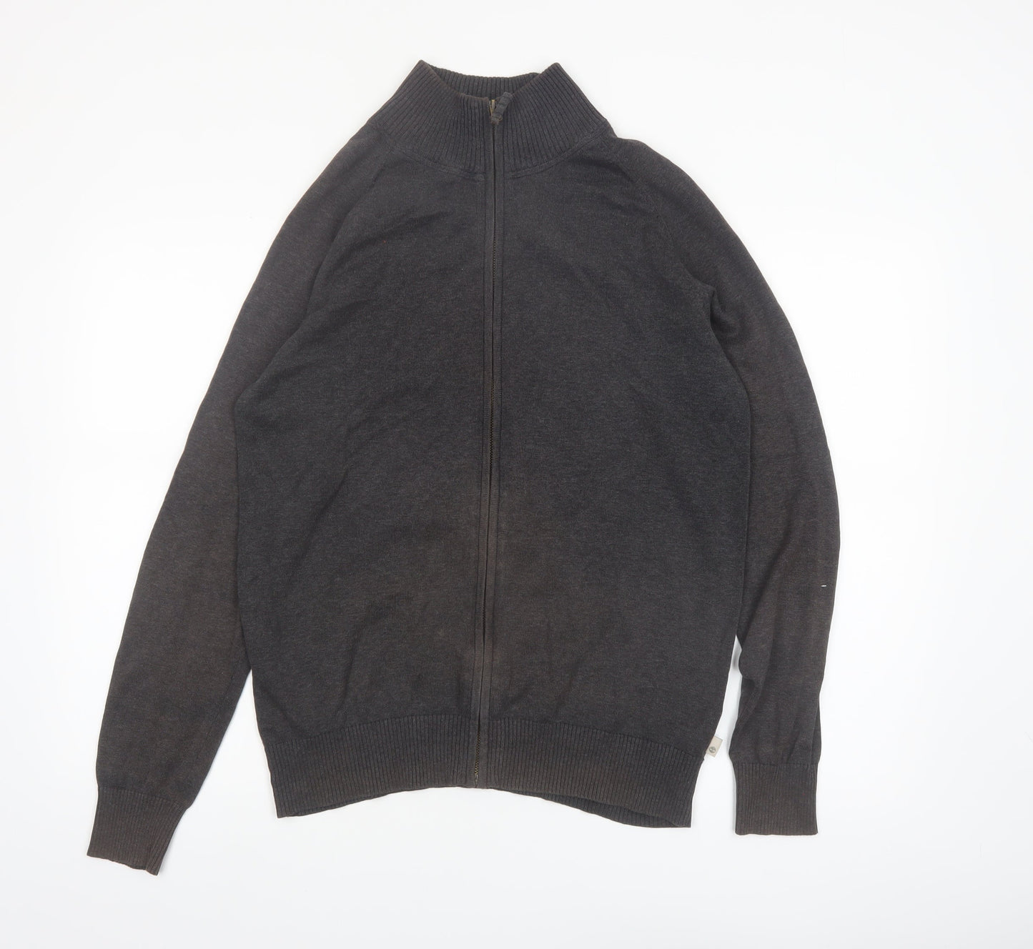Timberland Men Grey Cotton Full Zip High Neck Jumper Size S