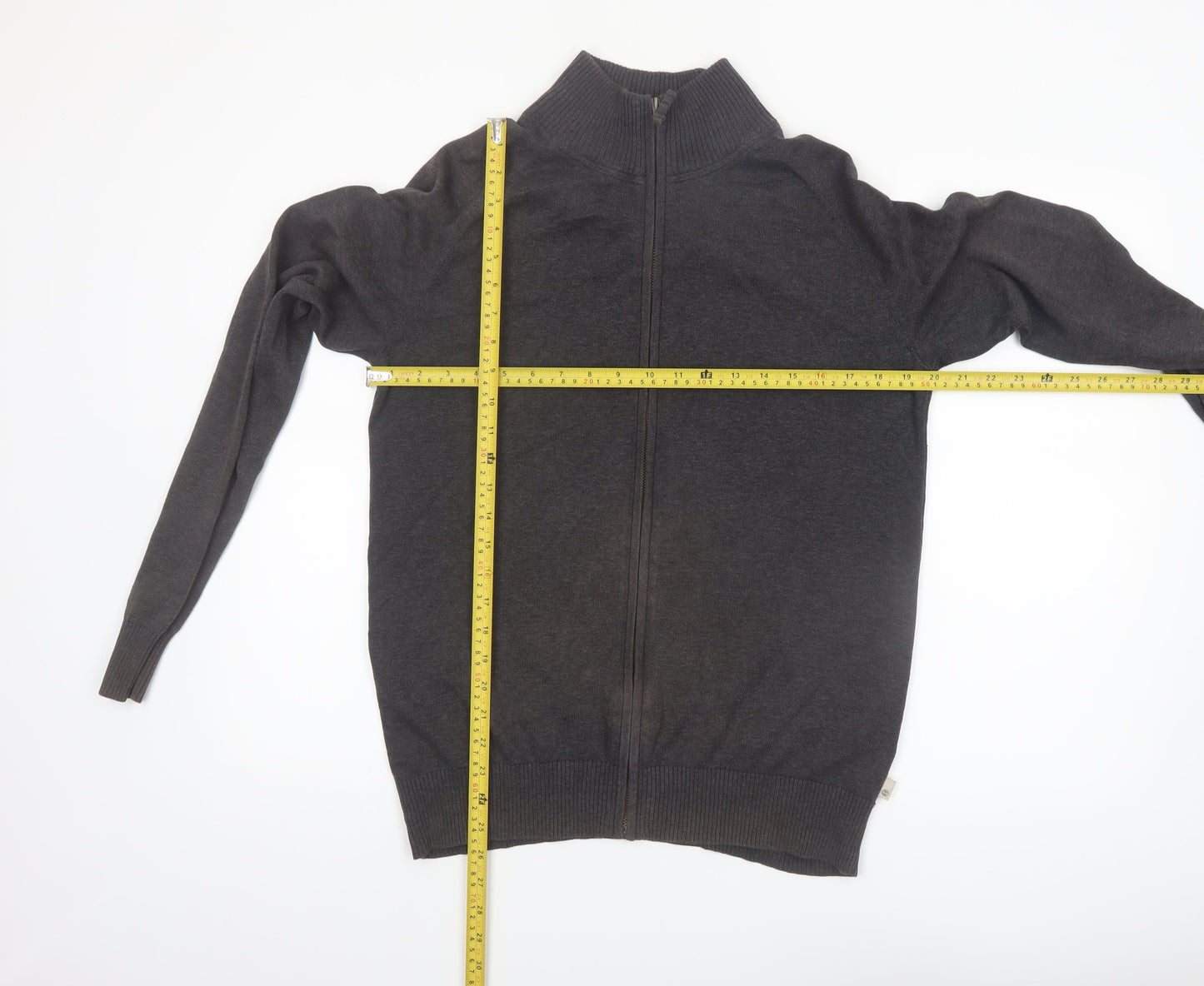Timberland Men Grey Cotton Full Zip High Neck Jumper Size S
