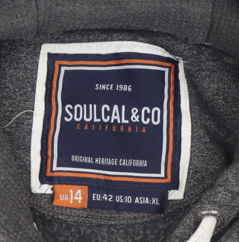 SoulCal & Co Women’s Grey Full Zip Hoodie Size 14 Cotton Blend