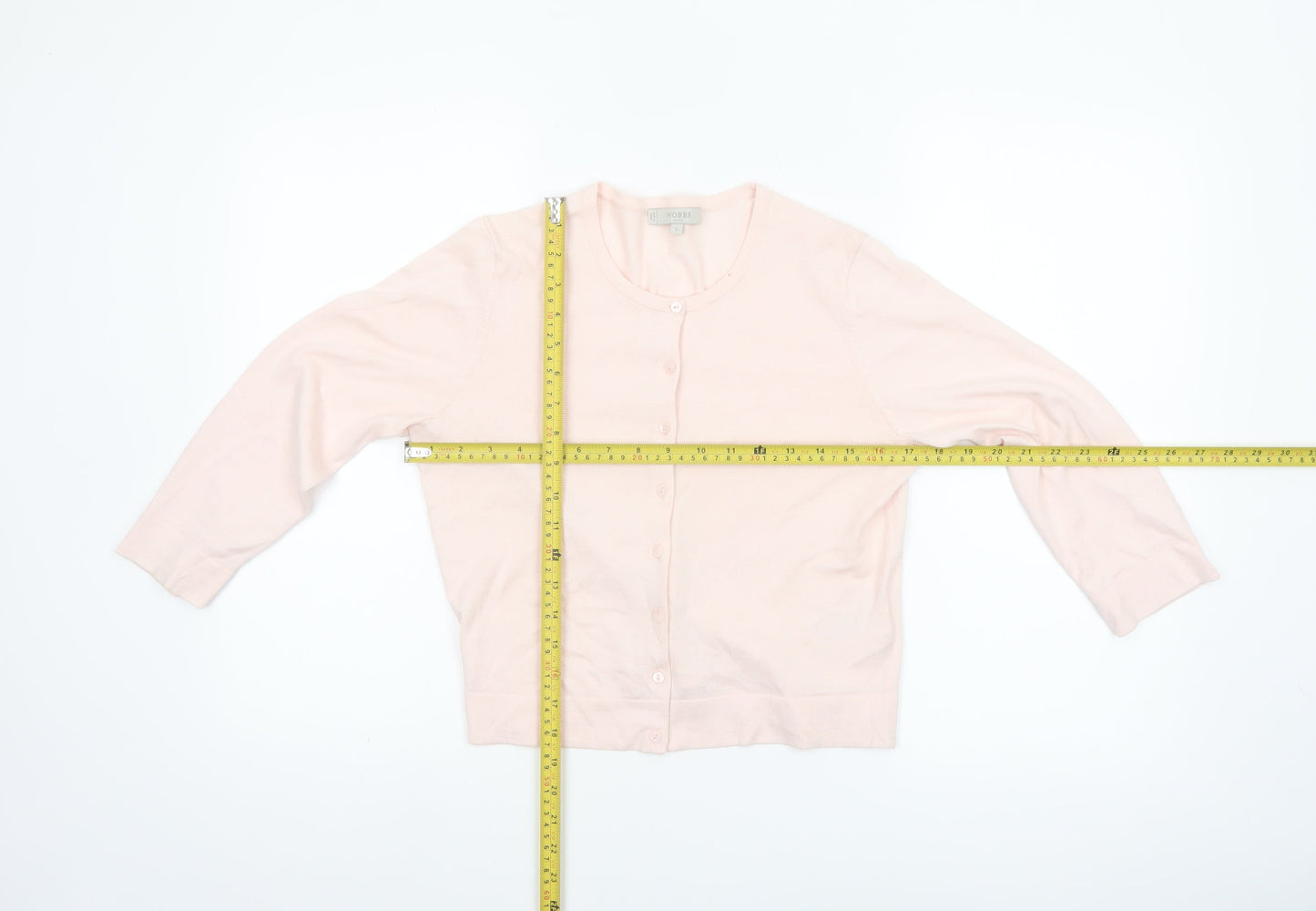 Hobbs Women’s Pink Cotton Silk Cardigan Small Classic Long Sleeve