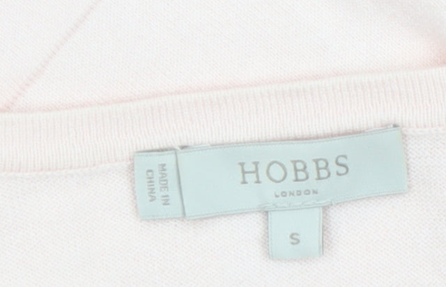 Hobbs Women’s Pink Cotton Silk Cardigan Small Classic Long Sleeve