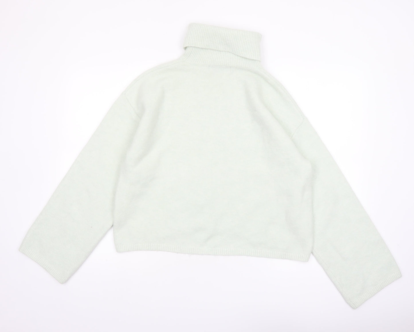 Bershka Women Ivory Roll Neck Knit Jumper Size 8 Regular Fit