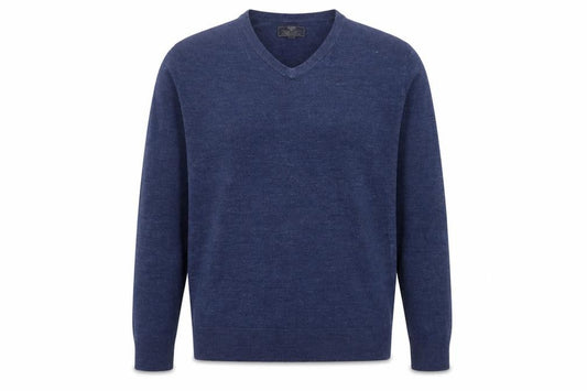 Atlantic Bay Men's Blue V-Neck Acrylic Pullover Jumper XL
