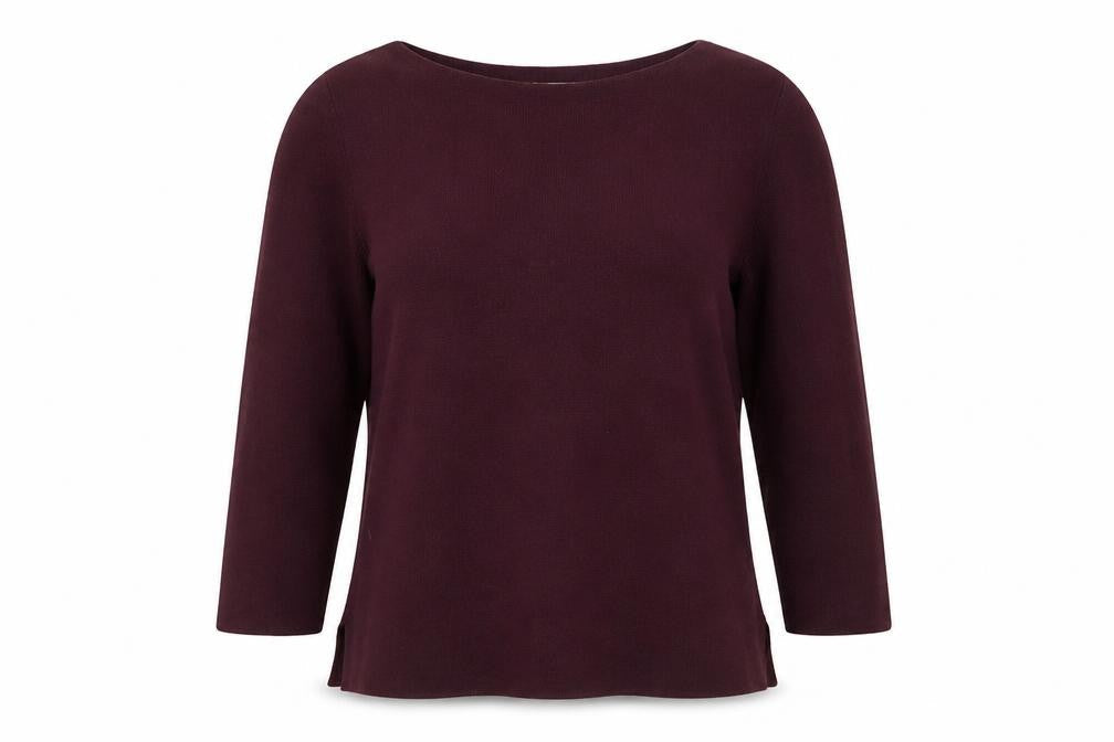 Hobbs Women Purple Wool Blend 3/4 Sleeve Boat Neck Jumper Size S
