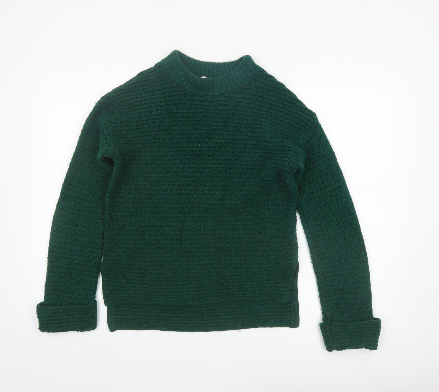 John Lewis Anyday Women Green Chunky Knit Crew Neck Pullover Jumper XS