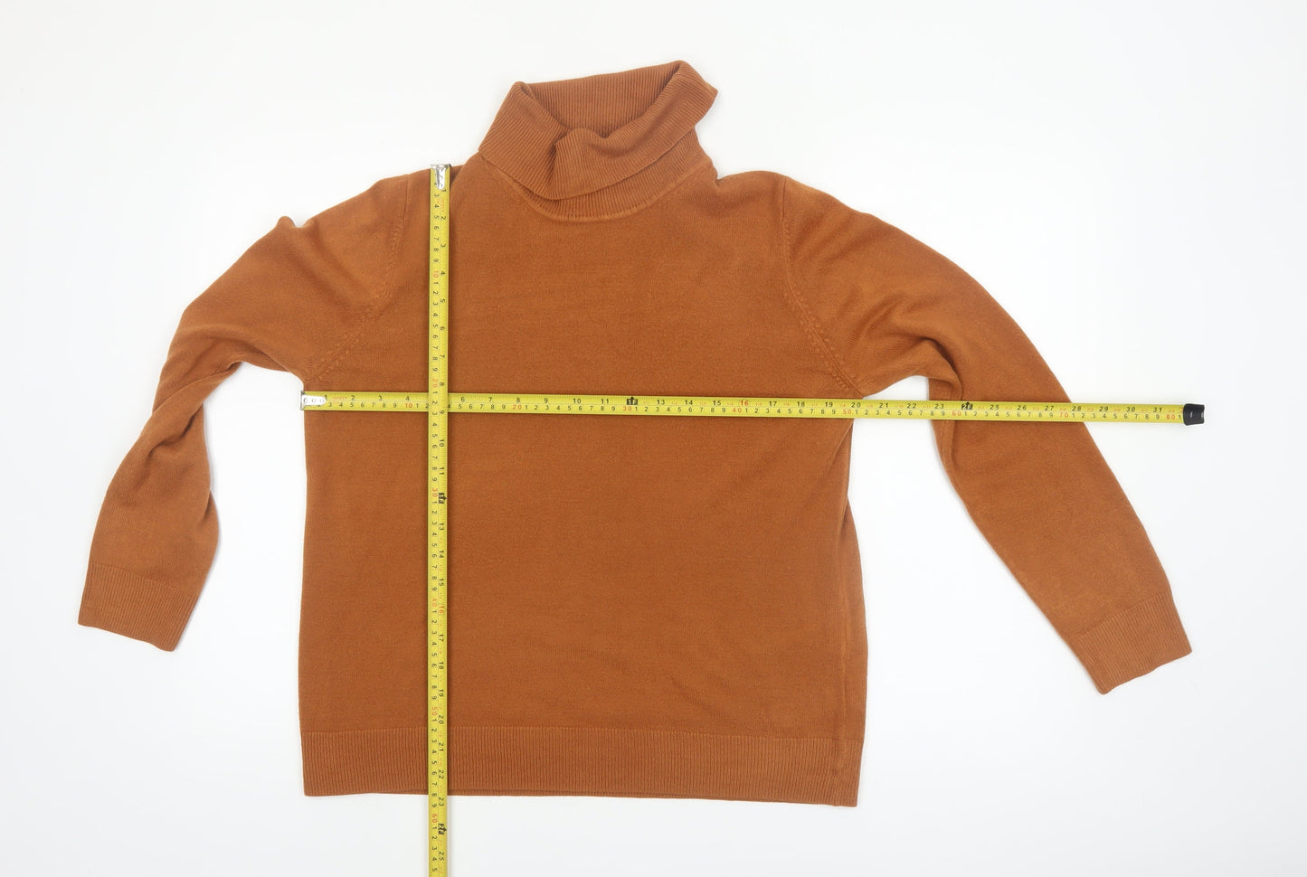 Marks and Spencer Women Brown Roll Neck Acrylic Jumper Size 16