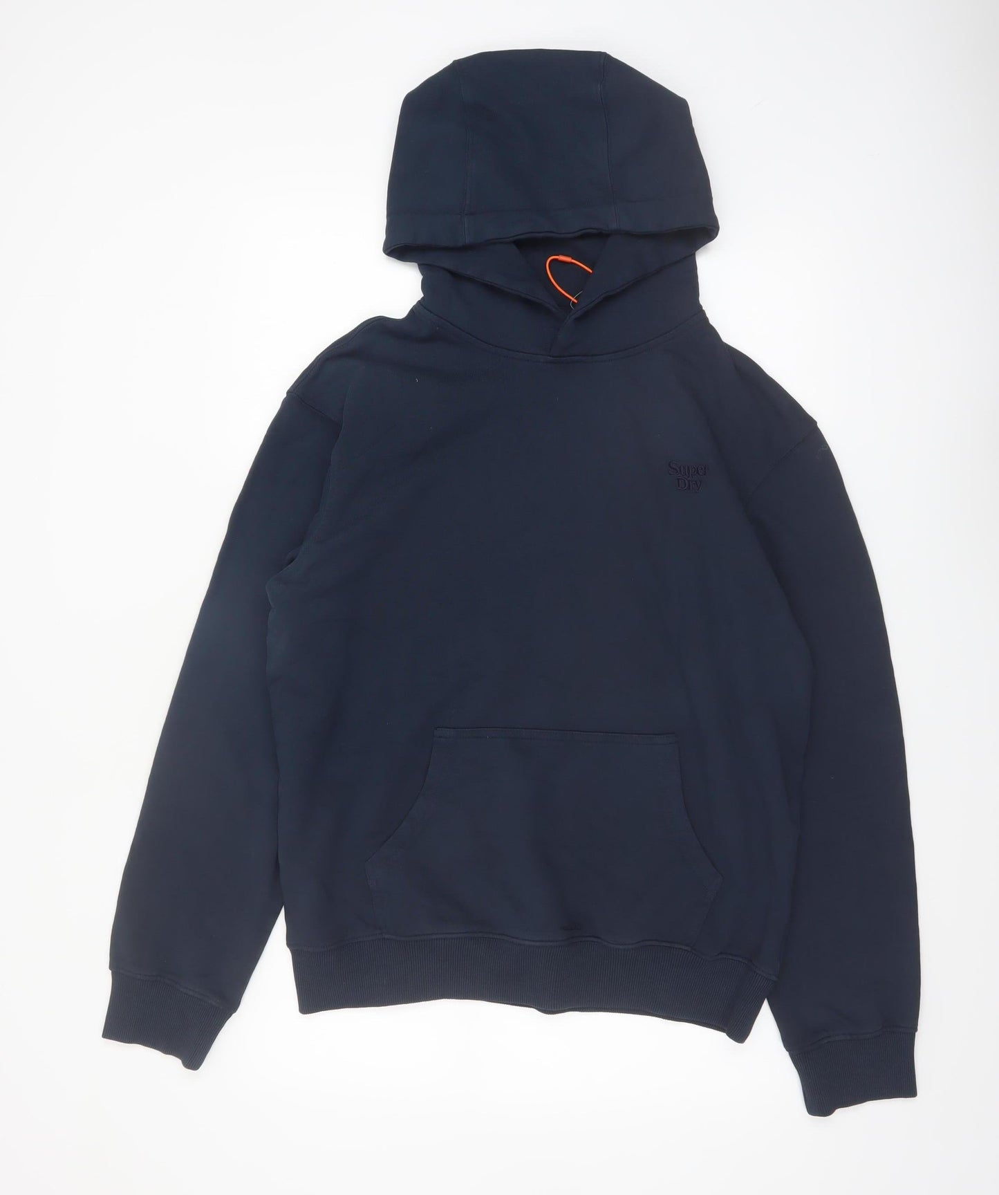 Superdry Men's Blue Pullover Hoodie Size M Cotton Logo Sweatshirt