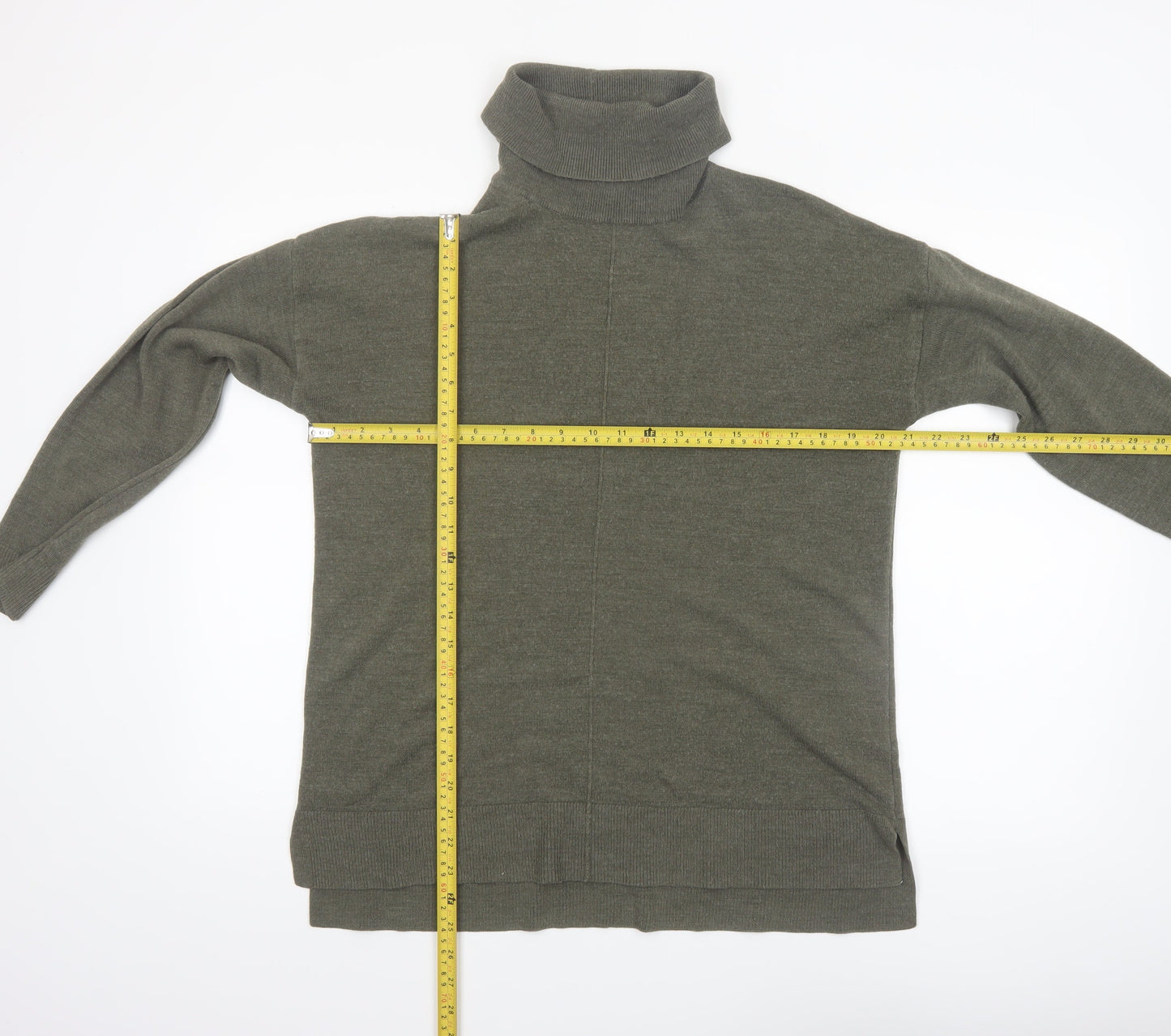 David Jones Women’s Green Roll Neck Knit Jumper Size S Classic Fit