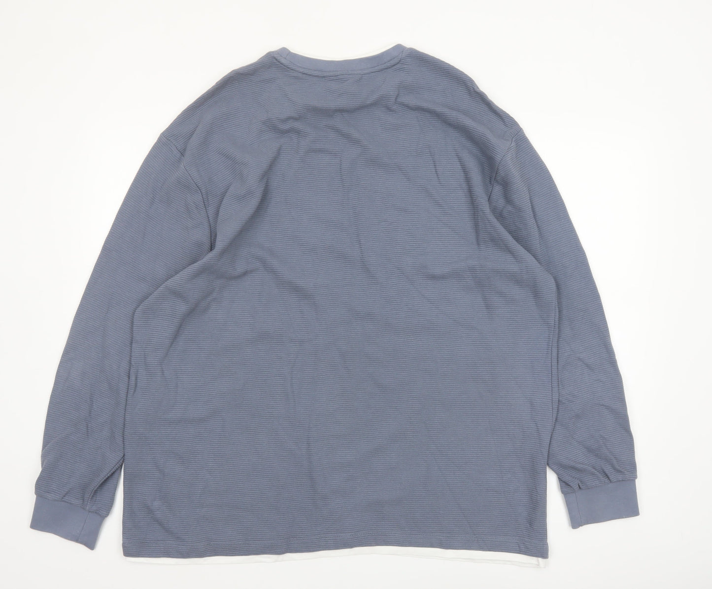 Next Men's Blue XL Long Sleeve Cotton Crew Neck Casual Top