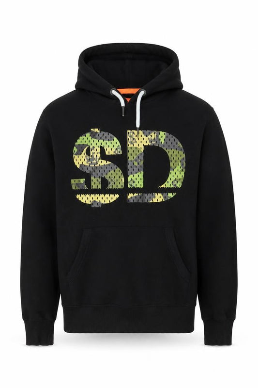 Superdry Men's Black Pullover Hoodie S Logo Print Long Sleeve
