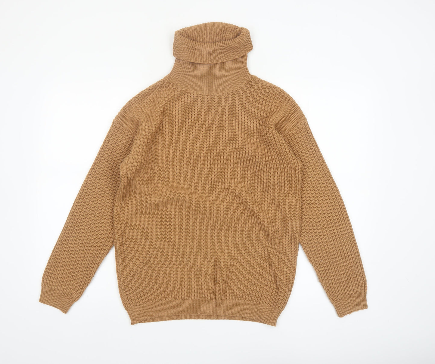 MISSPAP Womens Beige Roll Neck Chunky Knit Jumper Size M