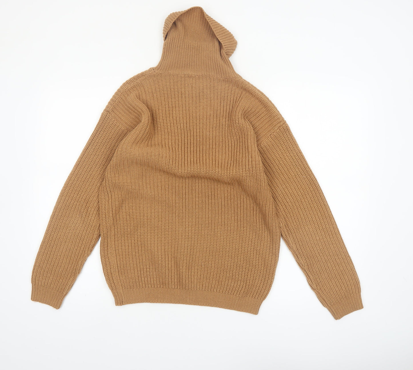 MISSPAP Womens Beige Roll Neck Chunky Knit Jumper Size M
