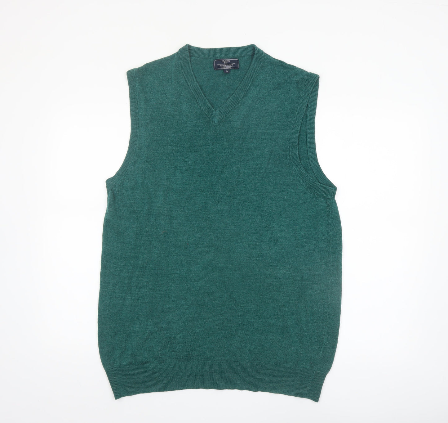 Atlantic Bay Men's Green V-Neck Sleeveless Knit Jumper Vest XL