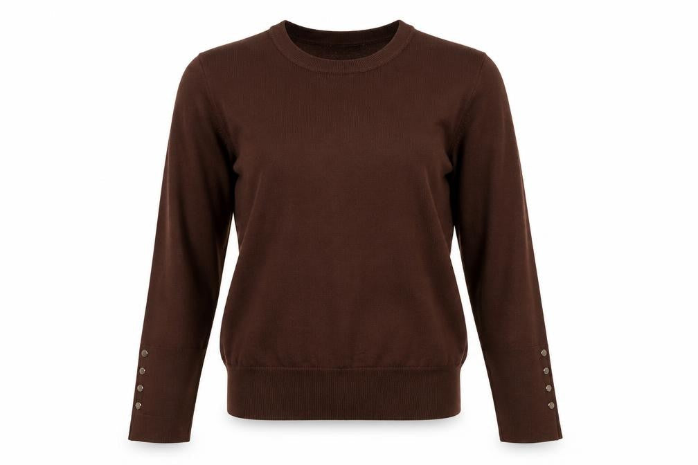 Zara Women Brown Crew Neck Long Sleeve Pullover Jumper Size L