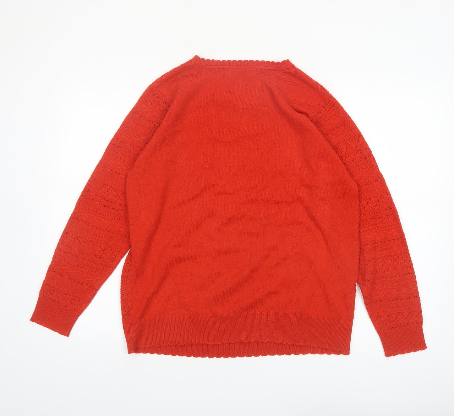 ISLE Womens Red Acrylic Open-Knit Jumper Size 14-16