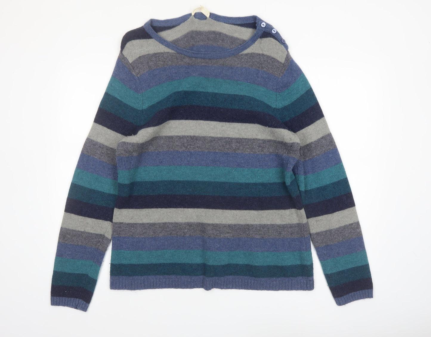 Seasalt Cornwall Women’s Multicoloured Striped Wool Blend Pullover Jumper Size 20