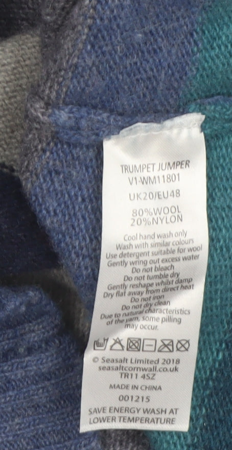 Seasalt Cornwall Women’s Multicoloured Striped Wool Blend Pullover Jumper Size 20