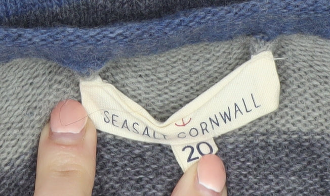Seasalt Cornwall Women’s Multicoloured Striped Wool Blend Pullover Jumper Size 20