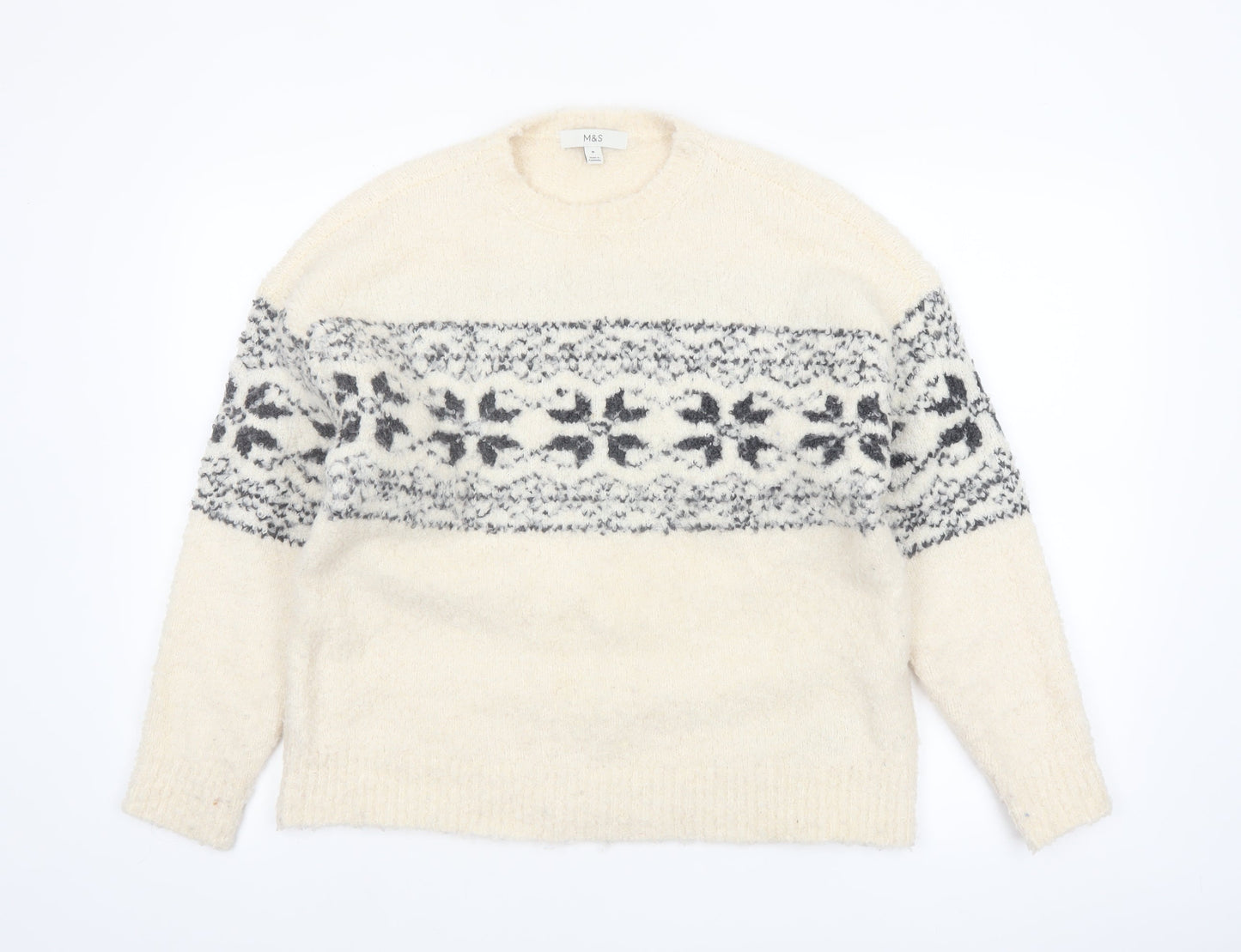 Marks and Spencer Women's Ivory Fair Isle Knit Jumper M