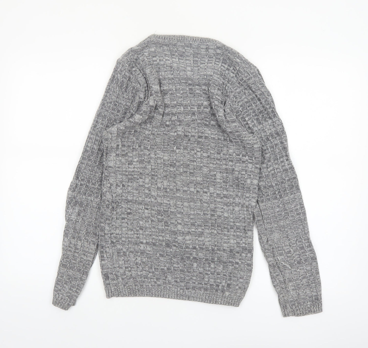 River Island Men's Grey Waffle Knit Crew Neck Jumper Size S