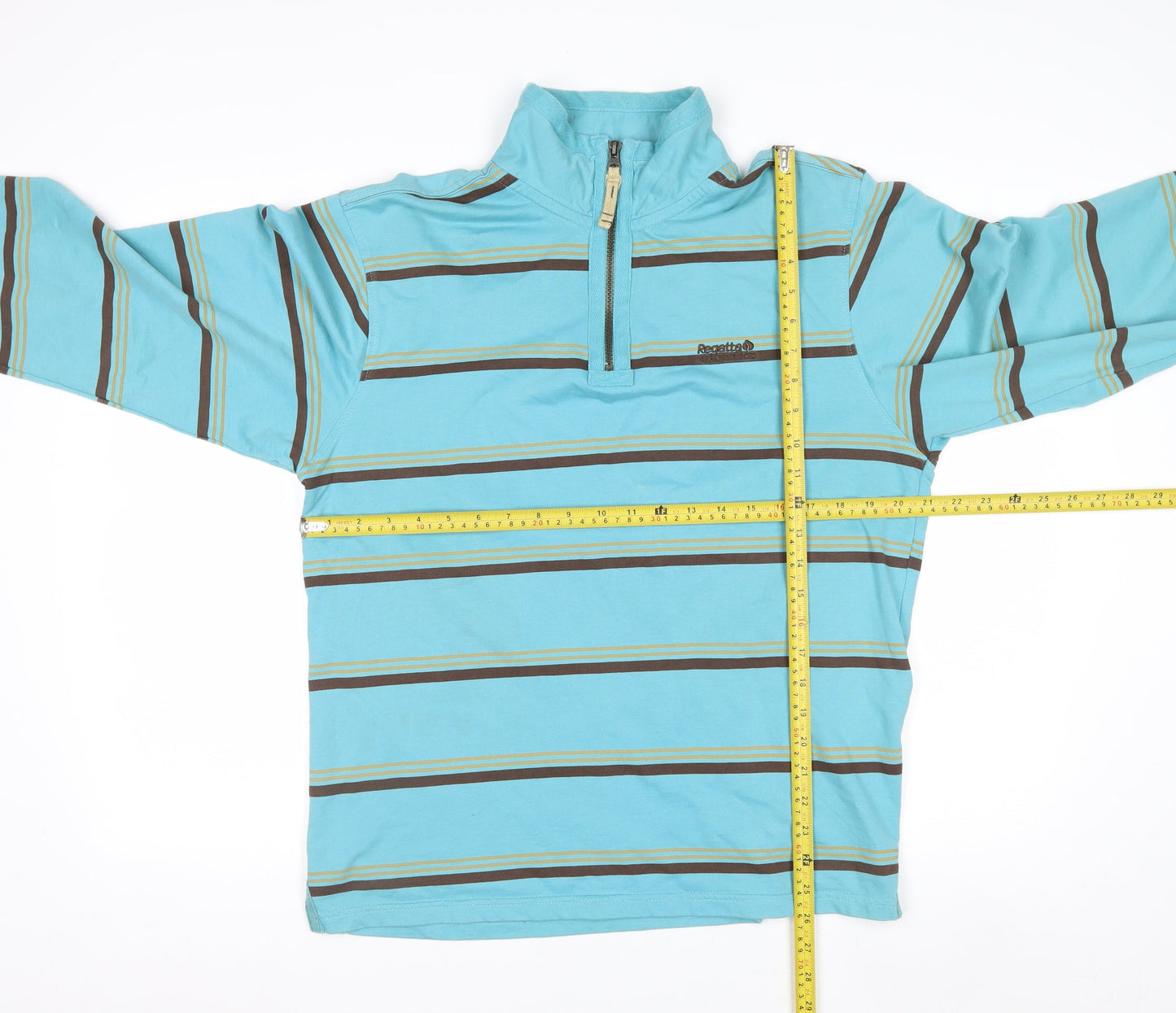 Regatta Men's Blue Striped 1/4 Zip Cotton Sweatshirt Size M